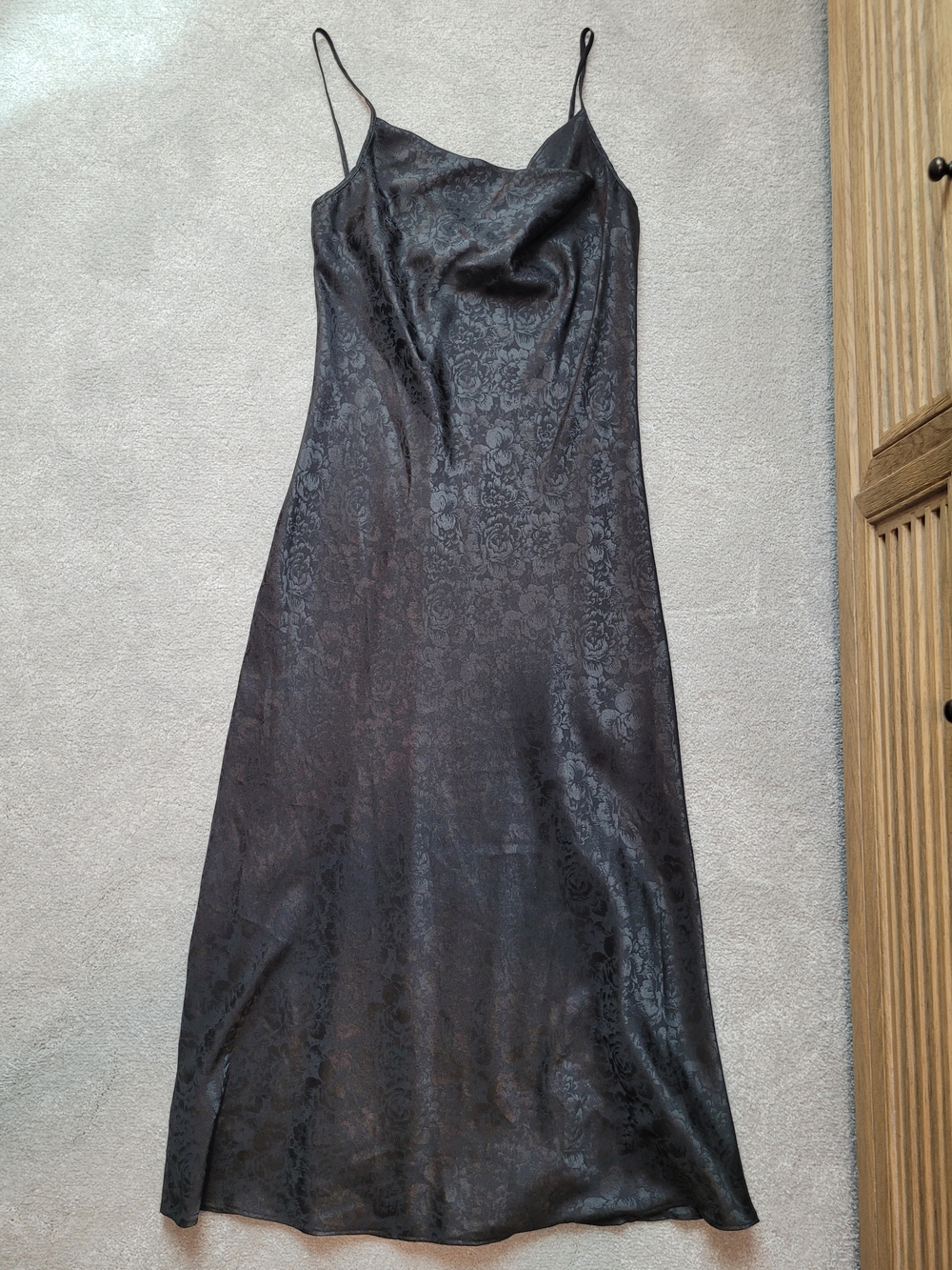 Rachel Zoe Cowl Neck Floral Jacquard Slip Midi Dress - Black